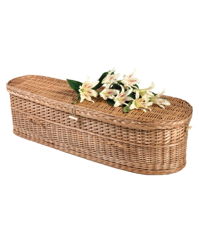 18" Infant Woven Willow Caskets - Includes Personalized Bamboo Plaque - Ground Shipping Included