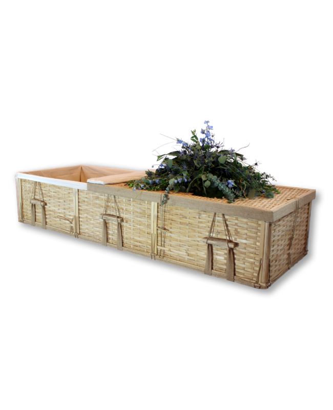Four-Point Bamboo Casket - Includes Personalized Bamboo Plaque - Ground Shipping Included