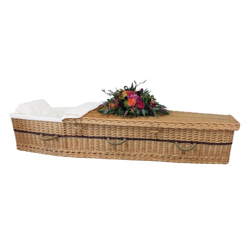 Six-Point Adult Willow Coffin - Includes Personalized Bamboo Plaque - Ground Shipping Included