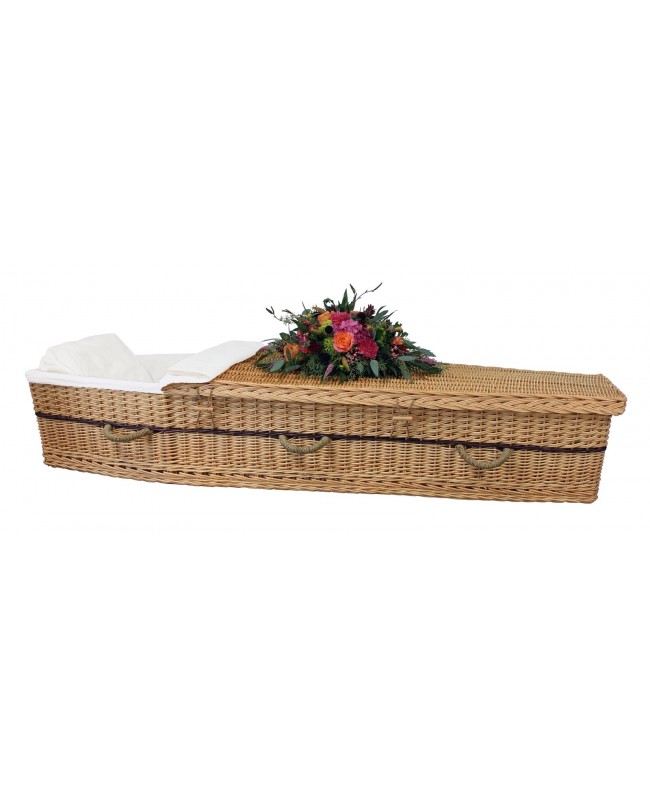 Six-Point Adult Willow Coffin - Includes Personalized Bamboo Plaque - Ground Shipping Included