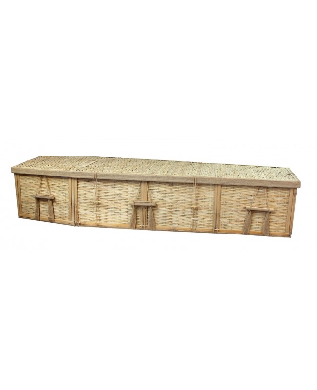 Six-Point Adult Bamboo Coffin - Unassembled - Includes Personalized Bamboo Plaque - Ground Shipping Included