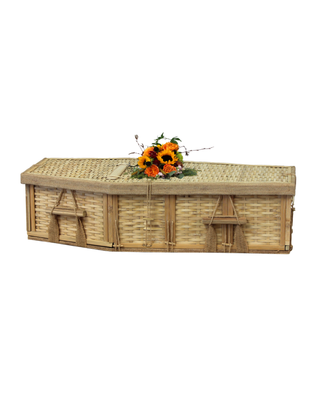Six-Point Infant Bamboo Coffin - Includes Personalized Bamboo Plaque - Ground Shipping Included