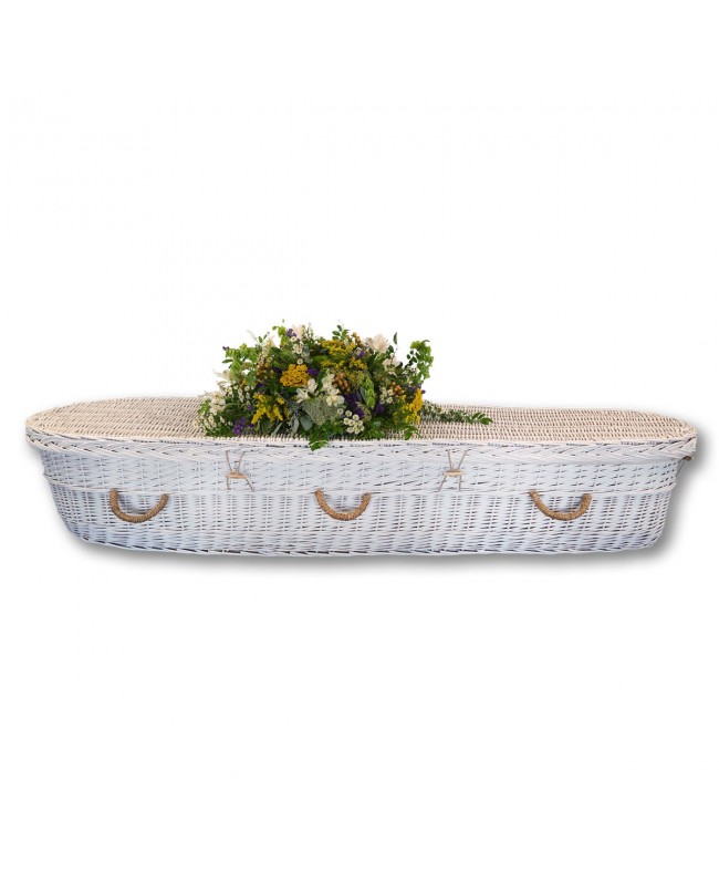 White Willow Casket - Includes Personalized Bamboo Plaque - Ground Shipping Included