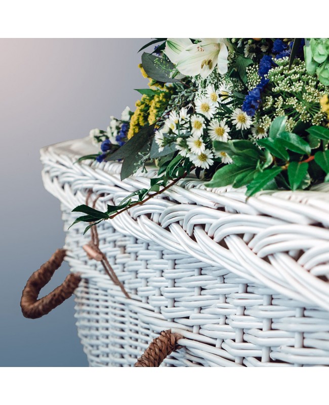 White Willow Casket - Includes Personalized Bamboo Plaque - Ground Shipping Included