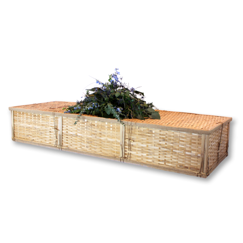 Simple Bamboo Coffin - Includes Personalized Bamboo Plaque - Ground Shipping Included