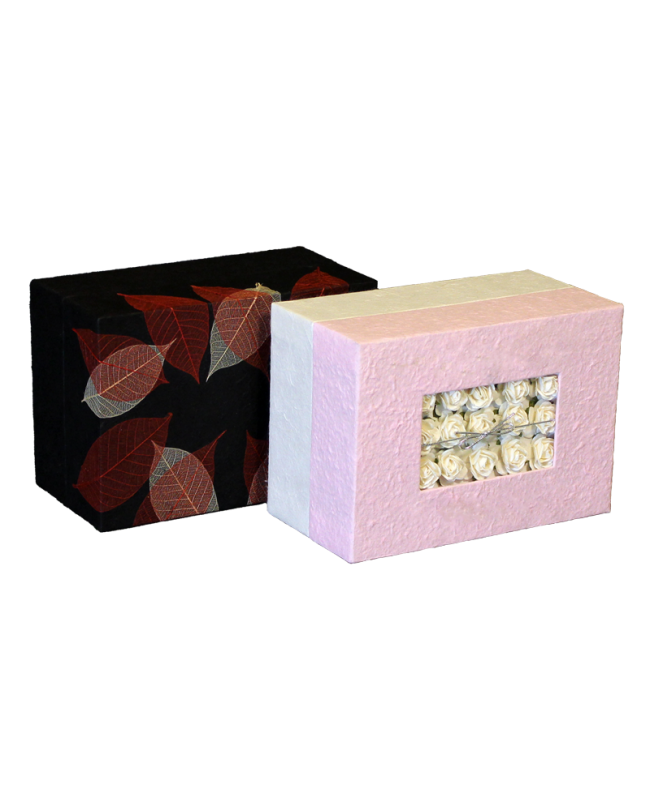 Floral Bouquet and Autumn Leaves Memory Chest Urn