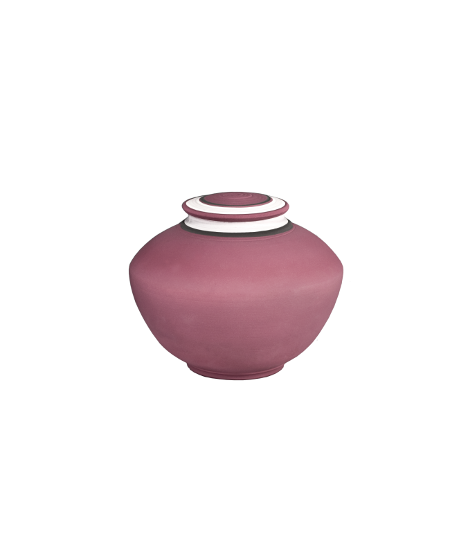 Nature I - Red Porcelain Broad Vase w/White Detail (Adult)
