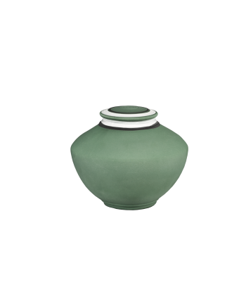Nature II - Green Porcelain Broad Vase w/White Detail (Adult)