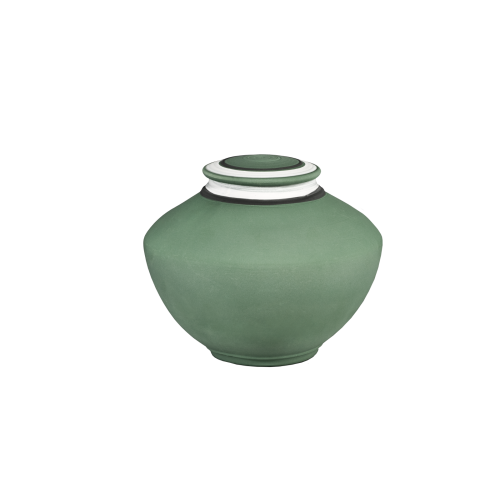 Nature II - Green Porcelain Broad Vase w/White Detail (Adult)