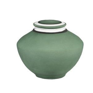 Nature II – Green Porcelain Broad Vase w/White Detail (Adult)