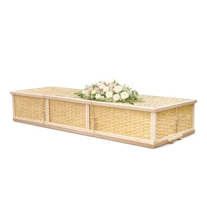 Simple Bamboo Burial or Cremation Container – Includes Personalized Bamboo Plaque – Ground Shipping Included
