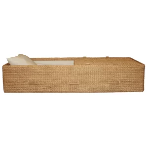Natural Leaf Casket with Personalized Bamboo Plaque – Ground Shipping Included